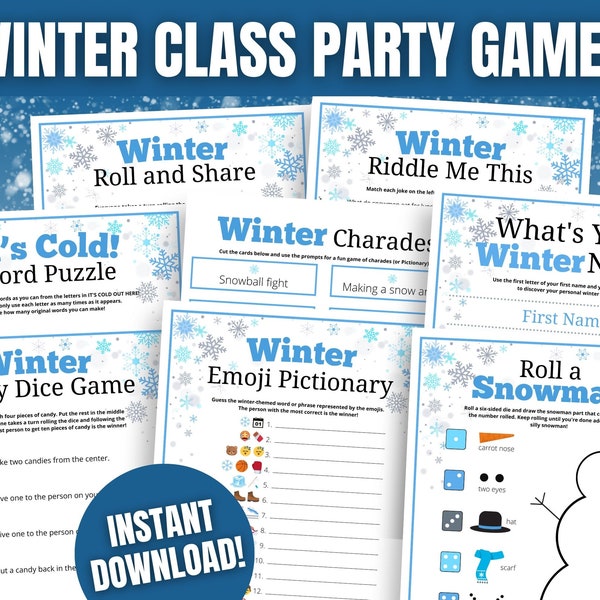 Winter Class Party Games, School Winter Party Games, Kids Holiday Party, Winter Classroom Party Ideas, Holiday Party Games, Fun Winter Games