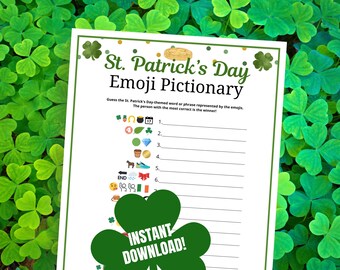 St. Patrick's Day Emoji Pictionary Game: Printable Group Activity (PDF)