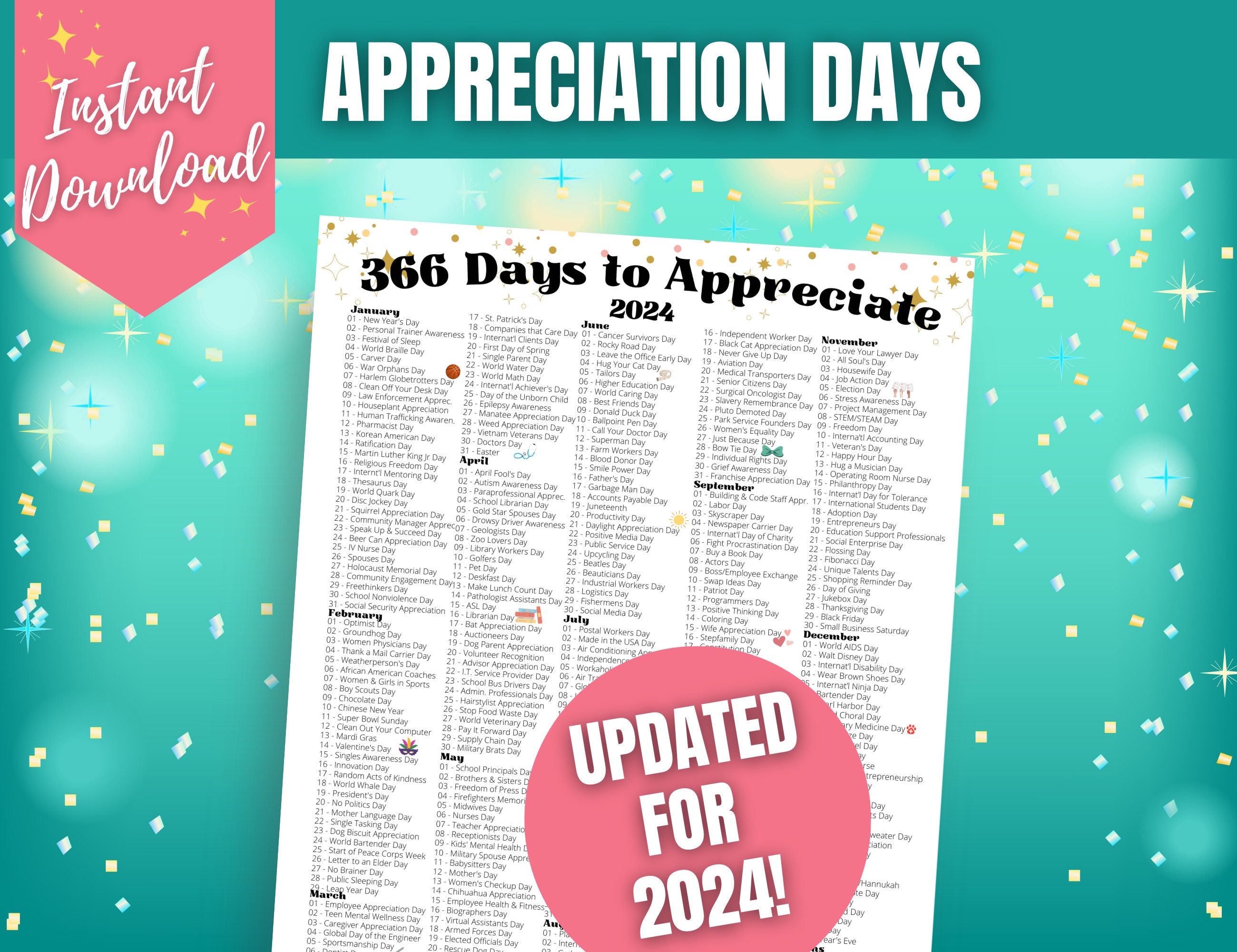 366 Days to Appreciate in 2024 Calendar 2024 Appreciation