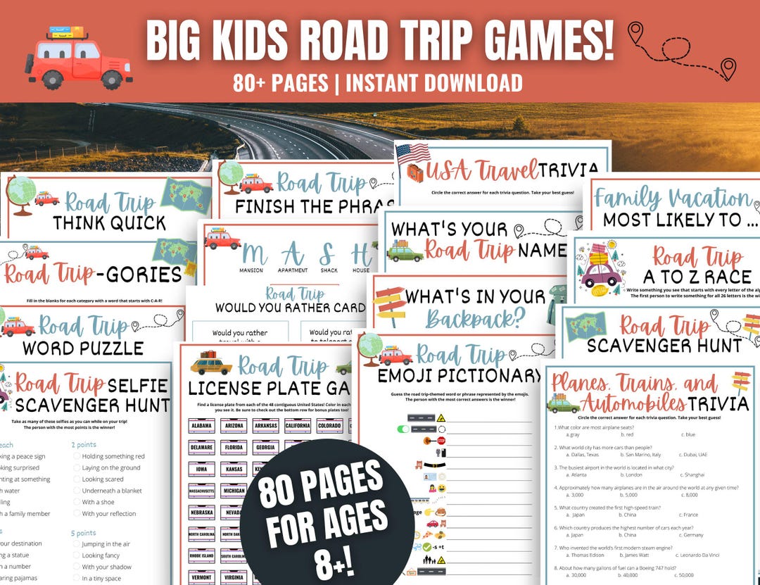 Road Trip Games Bundle For Tweens Teens 80 Page Travel Activities