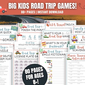 Big Kids Road Trip Games Bundle, Road Trip Activities for Kids, Tweens, & Teens, Family Travel Games, Fun Travel Games to do in the Car