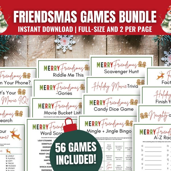 Friendsmas Games MEGA Bundle: 56 Partyspiele und Aktivitäten zum Ausdrucken (Digitaler Download)