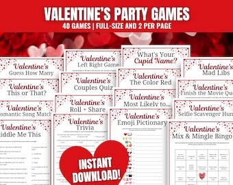 Juegos de San Valentín MEGA BUNDLE, Juegos divertidos para la fiesta de San Valentín, Juegos del Día de San Valentín, Juegos de Trivia del Día de San Valentín, Fiesta del Día de San Valentín