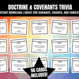Doctrine and Covenants Trivia Game, LDS Game for Seminary, Sunday School, Youth Activities, Trivia Questions and Answers, Doctrinal Mastery