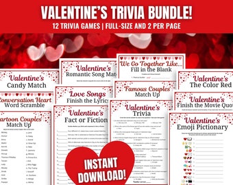 Valentine's Day Trivia Game Bundle: Fun Adult Party Games (Digital Download)