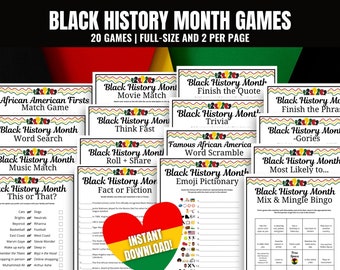 Black History Month 20-Game MEGA Bundle, African American History Month Trivia, Black History Activities, Black History Month Games