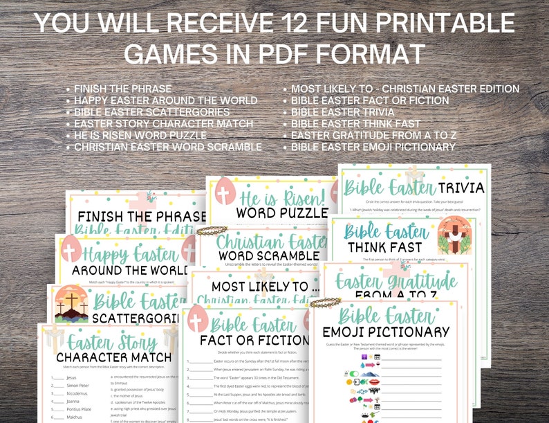 Bible Easter 12game MEGA BUNDLE Christian Easter Games for Etsy
