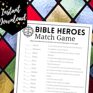 Bible Heroes Matching Game: Church Sunday School Activity (Digital Download)