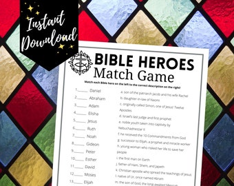 Bible Heroes Matching Game, Bible Game for Sunday School, Youth Group, Small Group, Women's Ministry, Christian Activity, Church Game Night