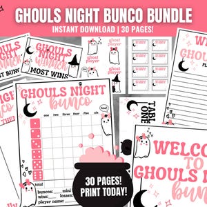 Lot Bunco Halloween Goules Night, Bunco Halloween à imprimer, Cartes Bunco Halloween Ladies Night, Cartes de pointage, Feuilles de pointage, Numéros de table