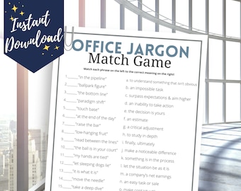 Office Jargon Matching Game, Fun Work Party Game for Team Building, Staff Appreciation Activities, Happy Hour Games, Office Party Game Ideas