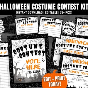 Halloween-Kostüm Contest Kit, bearbeitbare Halloween-Kostümauszeichnungen, Kostümwahlzettel, bestes Kostüm, Halloween-Kostümauszeichnungen für Erwachsene