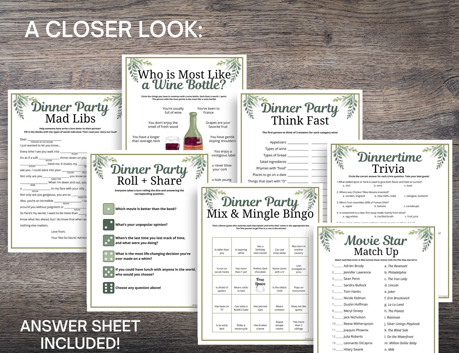 Dinner Party Games MEGA Bundle: 40 Printable Icebreaker Games (instant ...