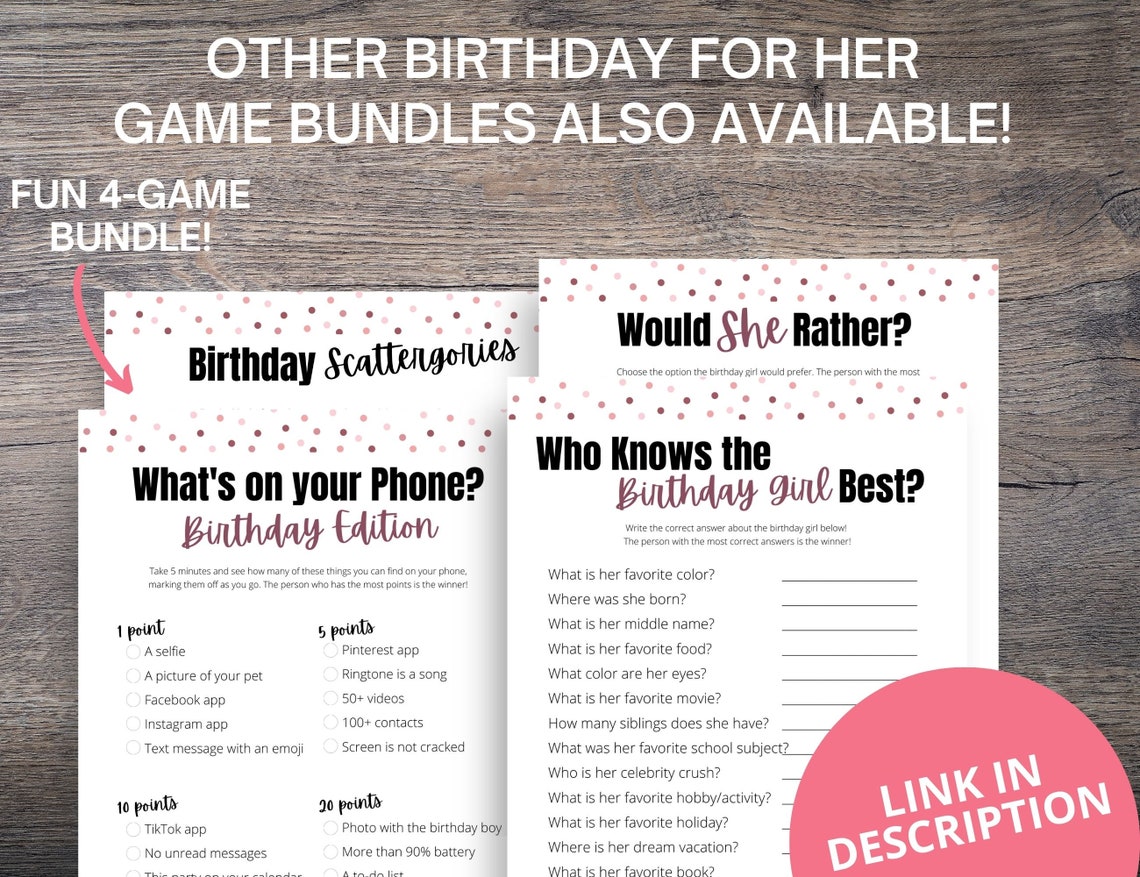 Birthday Scattergories Game for Her Printable Birthday Party - Etsy