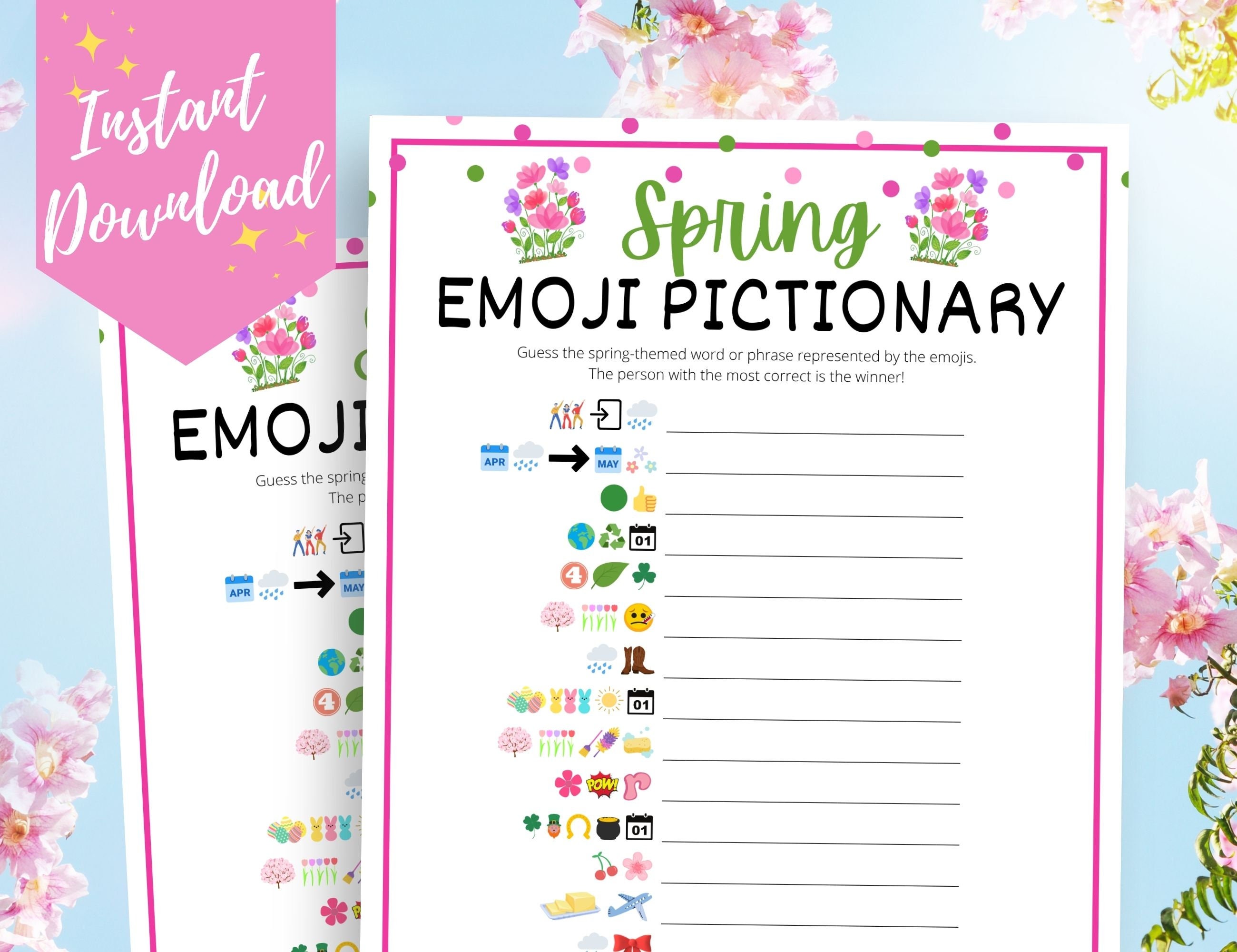 Spring Emoji Pictionary Game Fun Spring Emoji Game for Kids Etsy