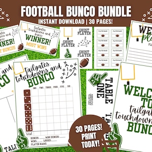 Football Bunco MEGA Bundle: Printable Scorecards, Tally Sheets, Table Numbers and more (Instant Download)