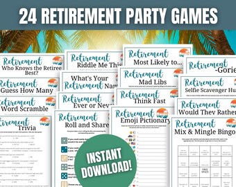 Retirement Party 24-Game MEGA BUNDLE, Retirement Games, Surprise Retirement Party, Office Games, Retirement Party Ideas, Happy Retirement