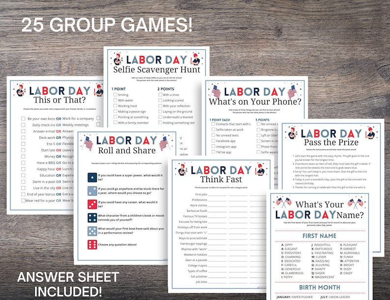 Labor Day Games Bundle: 45 Patriotic Party Activities and Icebreakers ...