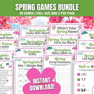 Spring Games 30-Game MEGA BUNDLE, Fun Spring Party Games for Adults, Seniors, Teens, Spring Theme Games, Virtual Games, Icebreaker Games