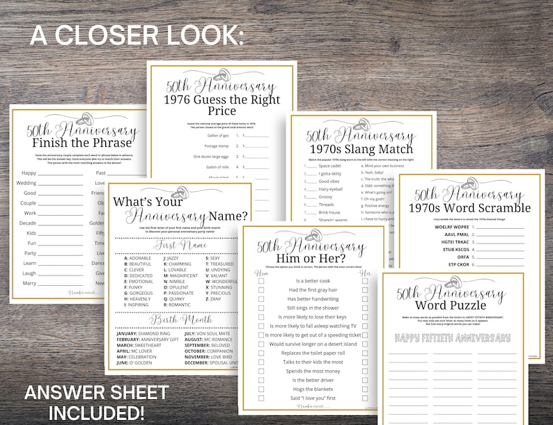 50th Anniversary Party Games MEGA Bundle: 60 Printable Games (Digital Download) image 5