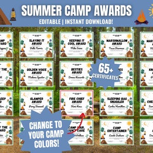 Editable Summer Camp Awards: Printable Certificates (Instant Download, Canva Template)