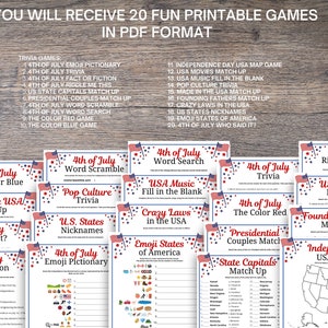 4th of July Trivia Games Bundle: Patriotic Printable Quizzes (Digital Download) image 2