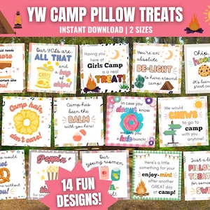 Mädchen Camp Kissen Leckerli Geschenkanhänger, LDS Mädchen Camp Tuck In Leckereien, Mädchen Lager Leckerei Tags, YW Mädchen Lager 2025 Geschenkideen