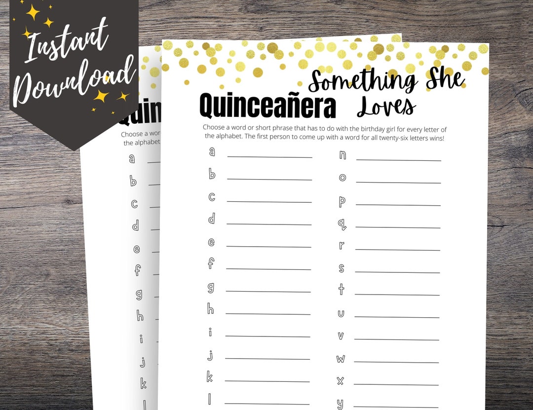 Quinceañera Something She Loves Party Game Printable, Quinceañera Party
