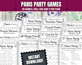 Paris Party 20-Game Ultimate Bundle, Paris Party Games, Parisian/French Girl Party, Tween Girl Birthday, Teen Birthday Party, Paris Birthday
