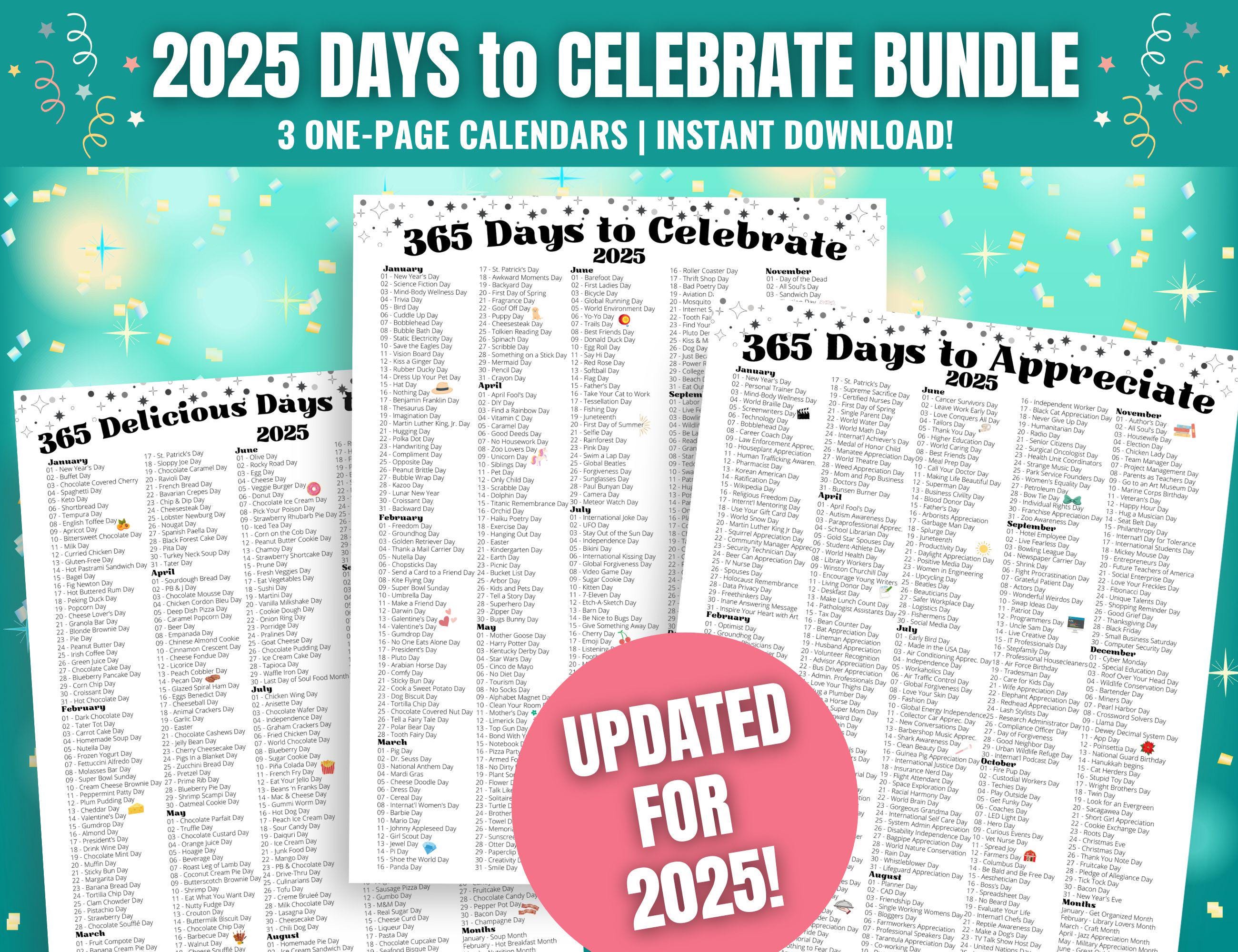 2025 Days to Celebrate Calendar Bundle: Social Media Content Ideas