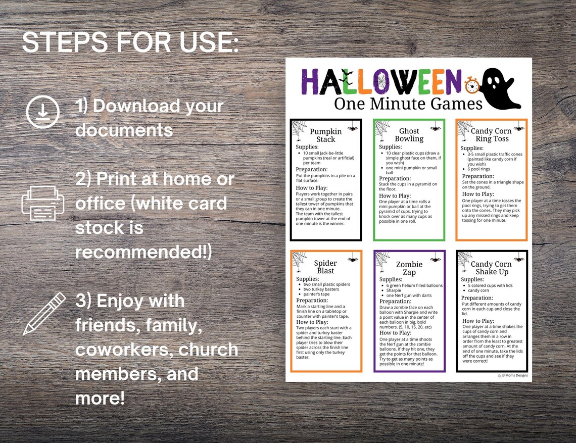 Halloween One Minute Games Bundle: 56 Printable Party Games, Activities ...