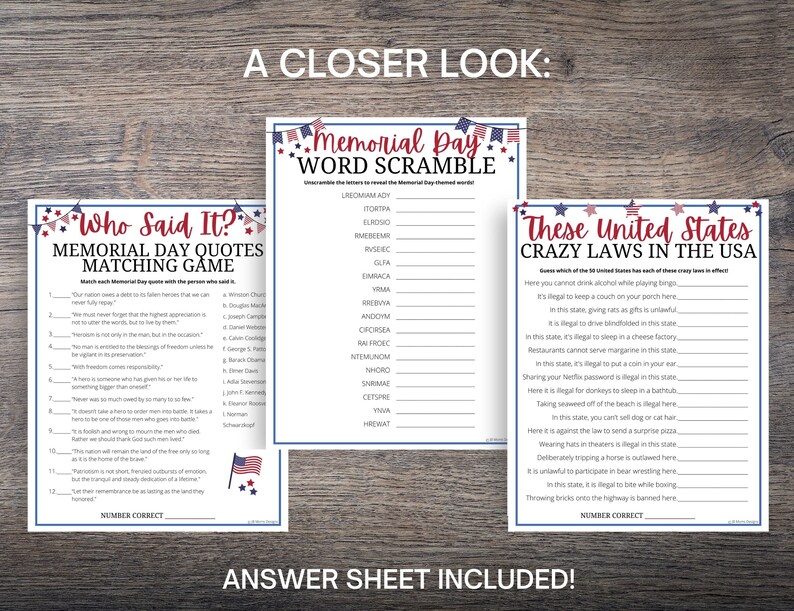 Memorial Day 16game MEGA BUNDLE Fun Memorial Day Party Games Etsy