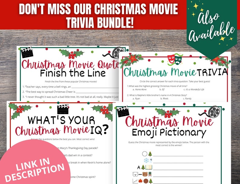 Christmas Movie Bucket List Printable Christmas Movie Etsy