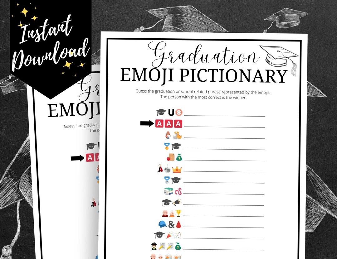 Graduation Emoji Pictionary Game, Emoji Graduation Game for Graduation