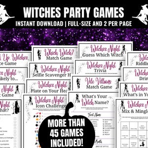 Halloween Witches Party Games Bundle: 45 Adult Games for Halloween-themed Ladies Night (Instant Download)