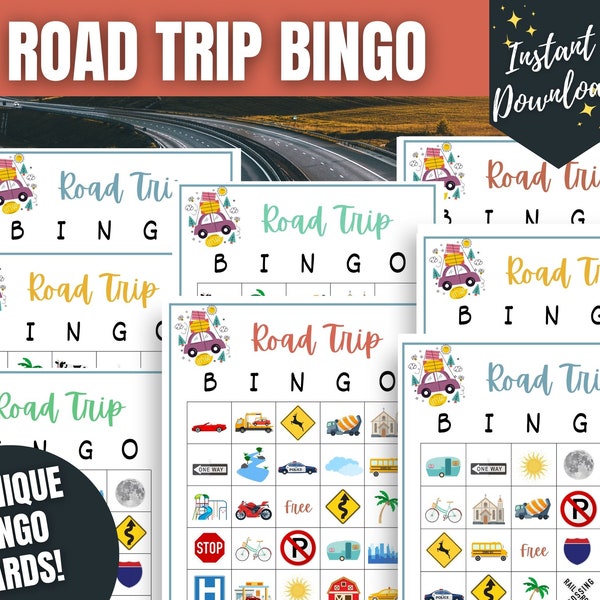 Road Trip Bingo, Fun Road Trip Activity for Kids of All Ages, Travel Bingo Game, Road Trip Game to do in the Car, Kids Road Trip Activities