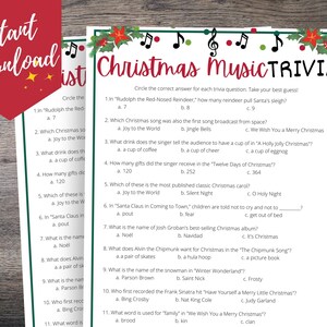 Christmas Music Trivia Game Printable Christmas Songs Trivia - Etsy