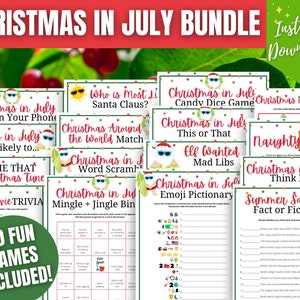 Christmas in July 20-Game MEGA BUNDLE, Christmas in July Activities for Kids, Adults, Seniors, Office, Trivia Night, Christmas in July Party