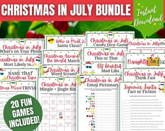 Christmas in July 20-Game MEGA BUNDLE, Christmas in July Activities for Kids, Adults, Seniors, Office, Trivia Night, Christmas in July Party