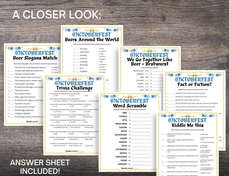 Oktoberfest Games MEGA Bundle: 50 Printable Party Activities (PDF ...