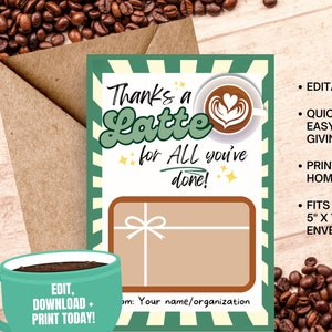 Porte-cartes café, joli porte-cartes Starbucks pour remercier les enseignants, remerciements pour les enseignants, remerciements pour les employés, cadeau pour les bénévoles