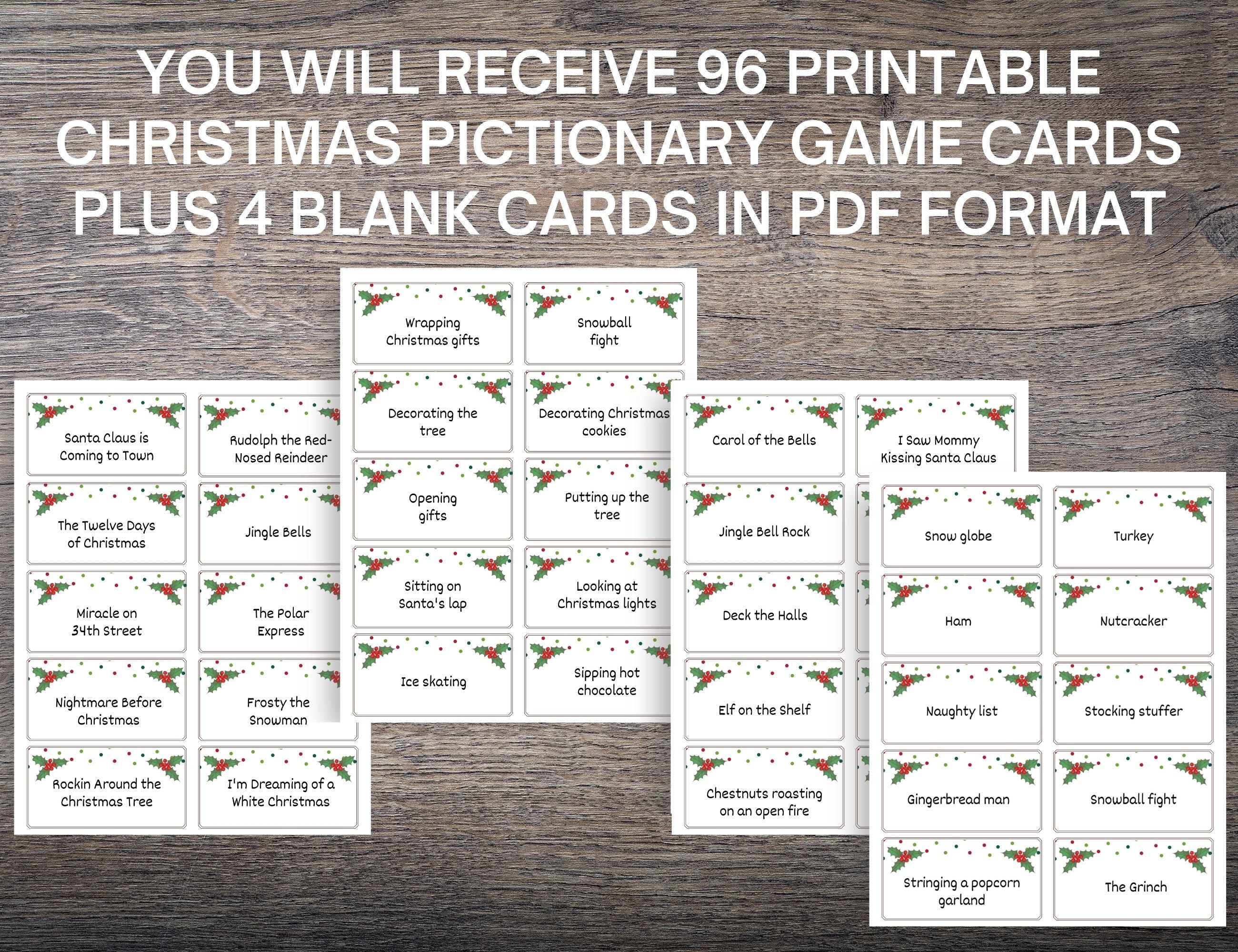 100 Christmas Pictionary Cards Printable Christmas Pictionary - Etsy