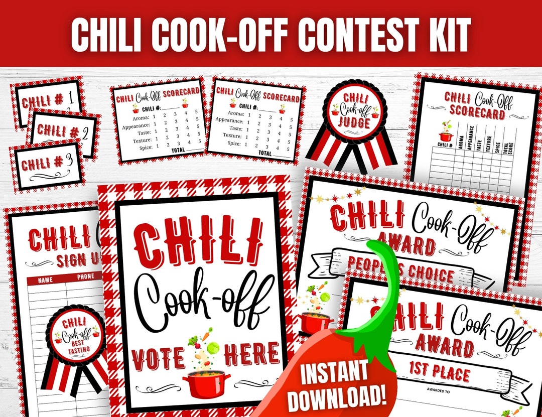 Chili Cook-off Contest Kit, Chili Cook-off Party Printables, Chili Cook ...