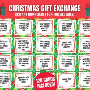 Weißer Elefant Geschenktausch Spiel, Weihnachtsgeschenk Tauschkarten, Urlaub Geschenktausch Idee, Gruppen Weihnachtsspiel, Geschenktausch Spiel