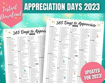 365 Days to Appreciate in 2023 Calendar 2023 Appreciation - Etsy Israel
