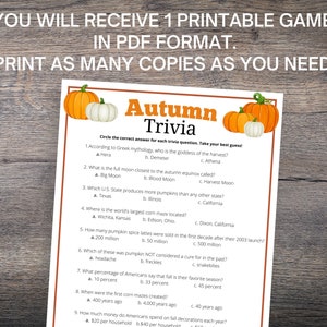 Fall Trivia Game Fun Fall Trivia Questions and Answers Printable Autumn ...