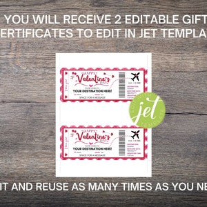 Valentine Boarding Pass Template, Valentines Trip Surprise, Valentines ...