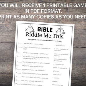 Bible Riddle Me This Game, Fun Printable Bible Game for Kids, Teens ...