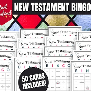 Bingo bíblico del Nuevo Testamento, divertidos juegos bíblicos para el estudio de la Biblia, actividades para grupos juveniles, ideas para la escuela dominical, juegos para grupos pequeños, juegos cristianos