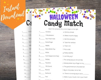 Halloween Candy Match Game, Candy Slogan Trivia Game, Halloween Candy Quiz, Halloween Party Game for Kids, Teens, Tweens, Adults